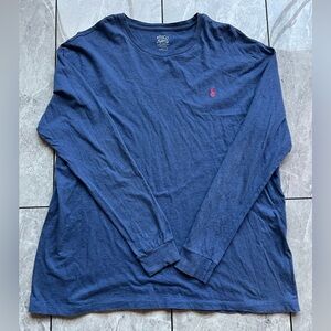Polo Ralph Lauren Men’s Navy 100%Cotton Long Sleeve T-Shirt Embroidered Pony 2XL